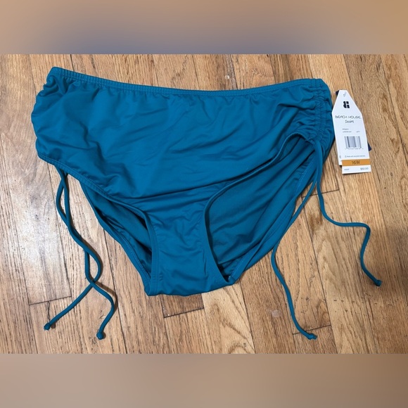 BEACH HOUSE Plus Size Hayden Side Tie High Waisted Swimsuit Bottom in Lagoon - Picture 4 of 6